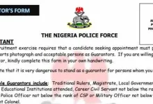 Download Nigeria Police Guarantors Form for Recruitment