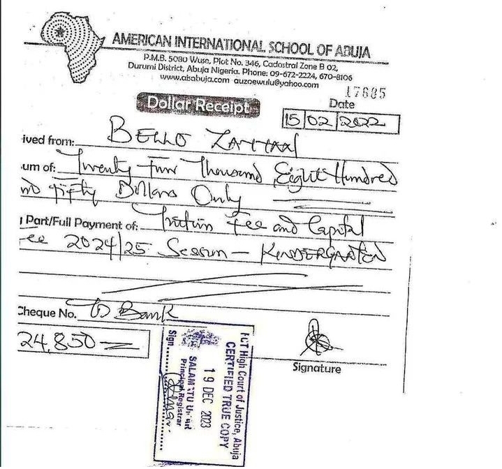 Yahaya Bello’s Children’s School Fees of $839,000 Paid with State Funds — Corruption at its Peak (See receipts)